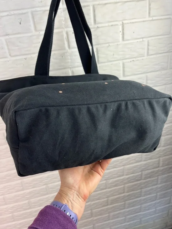 RADLEY LONDON CANVAS ZIPPER TOP TOTE BLACK WITH ROSE GOLD “SHINE” AND DOG NWT - Picture 6 of 14